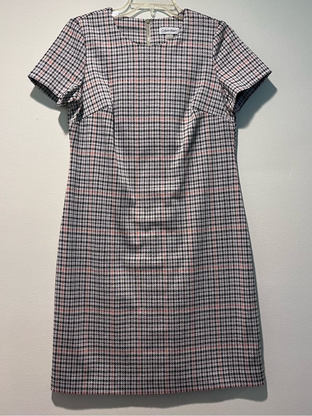 Calvin Klein Plaid Mini Shift Dress in Beige and Black - Picture 2 of 6